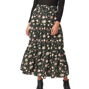 NA-KD Floral Belted Midi Skirt